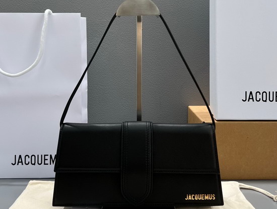 Jacquemus Le Bambino Long Envelope Shoulder Bag in Black Leather Replica