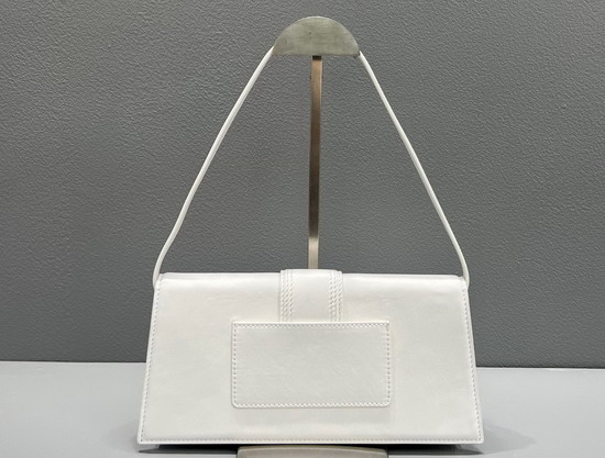 Jacquemus Le Bambino Long Envelope Shoulder Bag in White Leather Replica