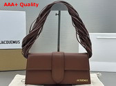 Jacquemus Le Bambino Long Ficiu Strand Strap Flap Bag in Brown Smooth Leather Replica