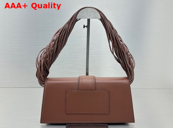 Jacquemus Le Bambino Long Ficiu Strand Strap Flap Bag in Brown Smooth Leather Replica