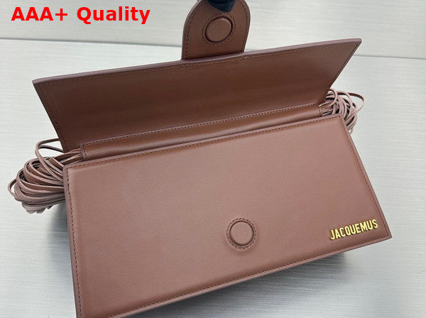 Jacquemus Le Bambino Long Ficiu Strand Strap Flap Bag in Brown Smooth Leather Replica