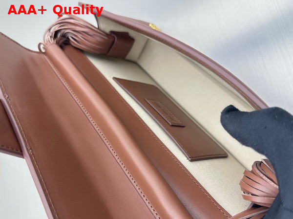 Jacquemus Le Bambino Long Ficiu Strand Strap Flap Bag in Brown Smooth Leather Replica