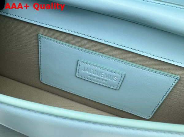 Jacquemus Le Bambino Long Ficiu Strand Strap Flap Bag in Light Blue Smooth Leather Replica