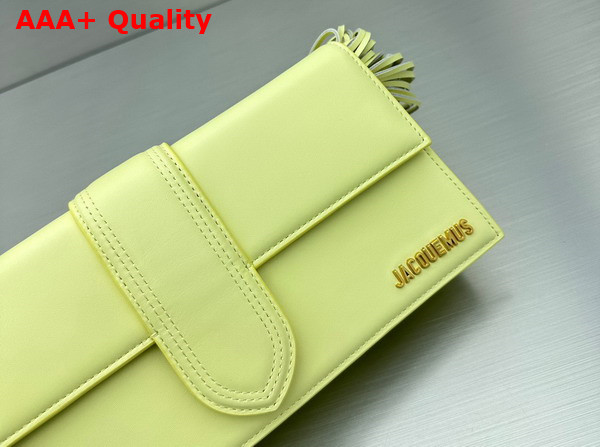 Jacquemus Le Bambino Long Ficiu Strand Strap Flap Bag in Light Yellow Smooth Leather Replica