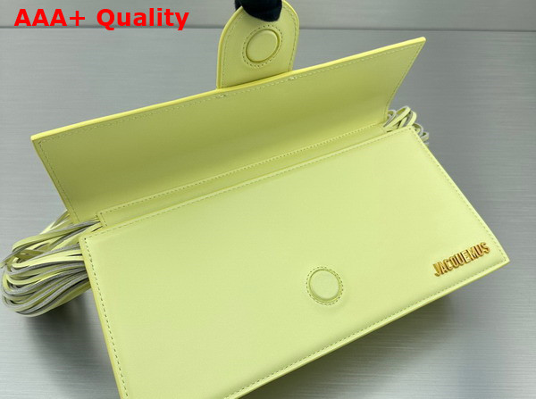 Jacquemus Le Bambino Long Ficiu Strand Strap Flap Bag in Light Yellow Smooth Leather Replica