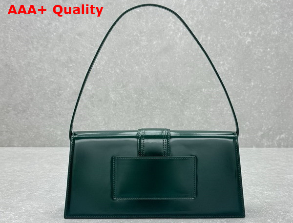 Jacquemus Le Bambino Long Flap Bag in Dark Green Glazed Leather Replica