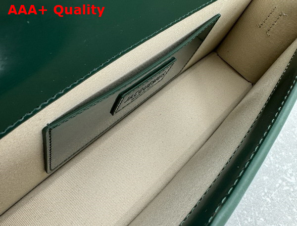 Jacquemus Le Bambino Long Flap Bag in Dark Green Glazed Leather Replica