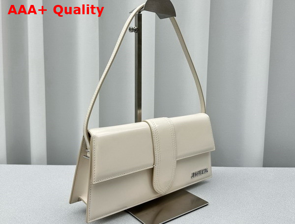 Jacquemus Le Bambino Long Flap Bag in Ivory Glazed Leather Replica