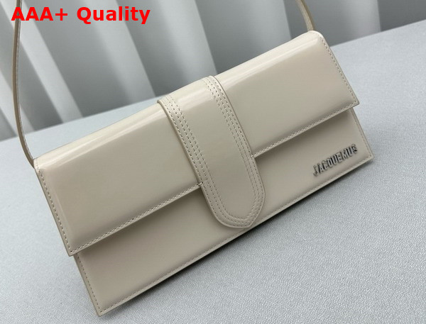 Jacquemus Le Bambino Long Flap Bag in Ivory Glazed Leather Replica