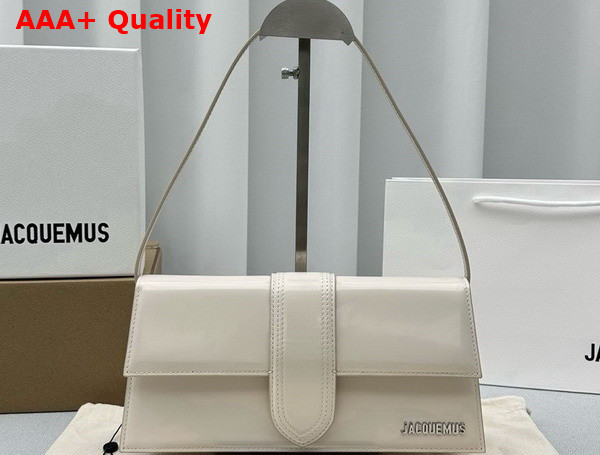Jacquemus Le Bambino Long Flap Bag in Ivory Glazed Leather Replica