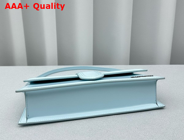 Jacquemus Le Bambino Long Flap Bag in Light Blue Glazed Leather Replica