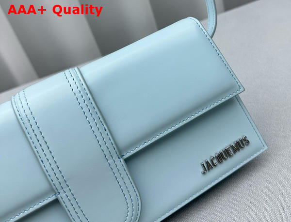 Jacquemus Le Bambino Long Flap Bag in Light Blue Glazed Leather Replica