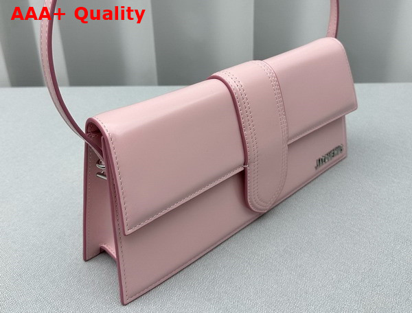 Jacquemus Le Bambino Long Flap Bag in Light Pink Glazed Leather Replica