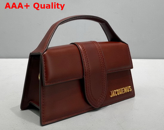 Jacquemus Le Bambino Mini Envelope Handbag in Dark Brown Leather Replica