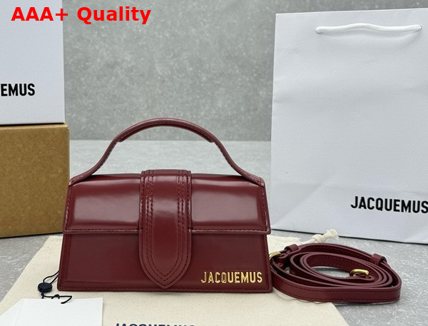 Jacquemus Le Bambino Small Flap Bag in Burgundy Glazed Leather Replica