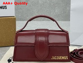 Jacquemus Le Bambino Small Flap Bag in Burgundy Glazed Leather Replica