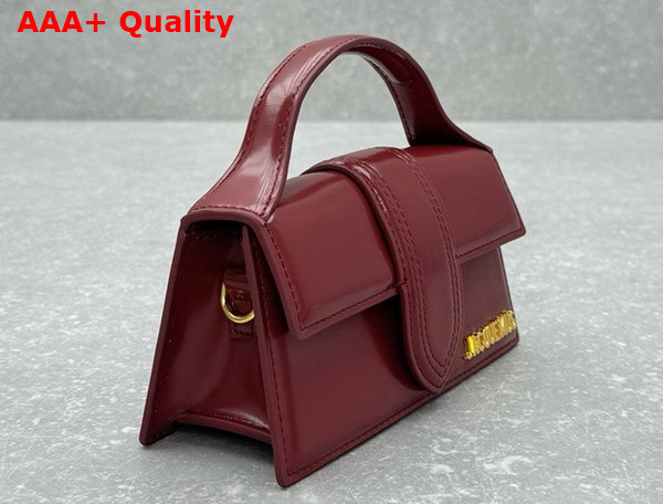 Jacquemus Le Bambino Small Flap Bag in Burgundy Glazed Leather Replica