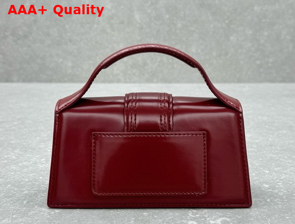 Jacquemus Le Bambino Small Flap Bag in Burgundy Glazed Leather Replica