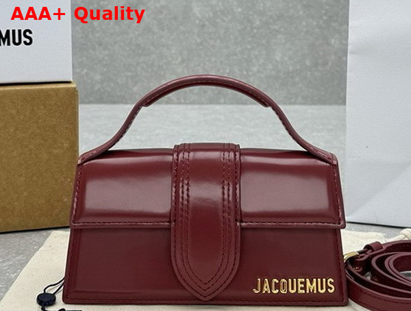 Jacquemus Le Bambino Small Flap Bag in Burgundy Glazed Leather Replica