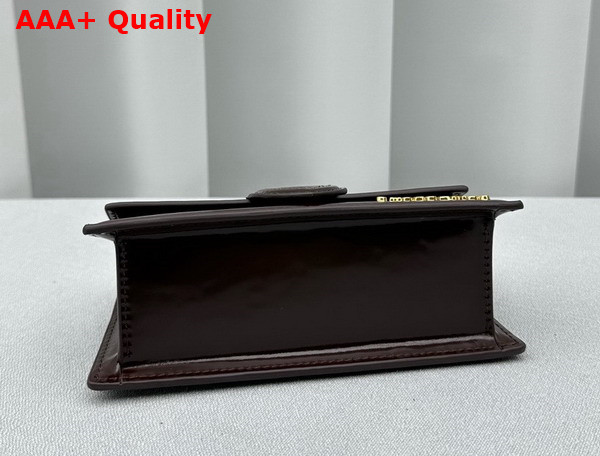 Jacquemus Le Bambino Small Flap Bag in Dark Brown Patent Leather Replica