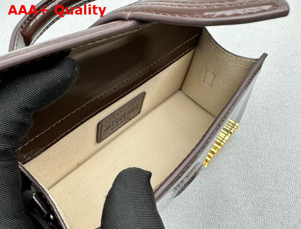 Jacquemus Le Bambino Small Flap Bag in Dark Brown Patent Leather Replica
