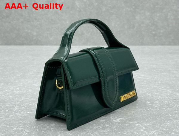 Jacquemus Le Bambino Small Flap Bag in Dark Green Glazed Leather Replica