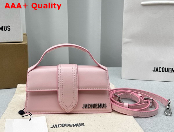 Jacquemus Le Bambino Small Flap Bag in Light Pink Glazed Leather Replica