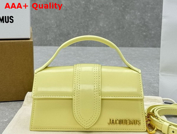Jacquemus Le Bambino Small Flap Bag in Pale Yellow Glazed Leather Replica