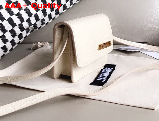 Jacquemus Le Bello Mini Croc Effect Leather Shoulder Bag in Beige Replica