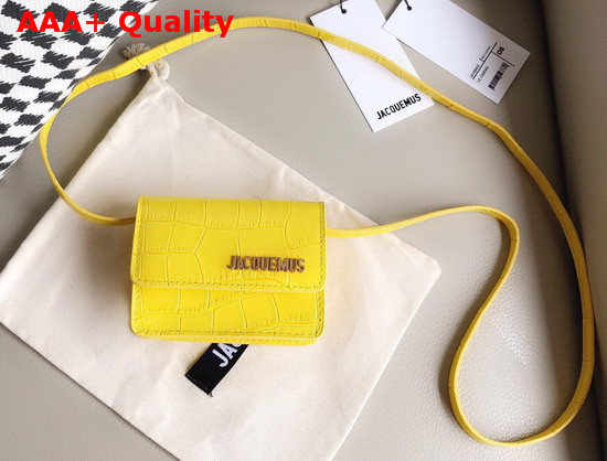 Jacquemus Le Bello Mini Croc Effect Leather Shoulder Bag in Yellow Replica