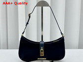 Jacquemus Le Bisou Cadenas Padlock Shoulder Bag in Dark Navy Nubuck Leather Replica