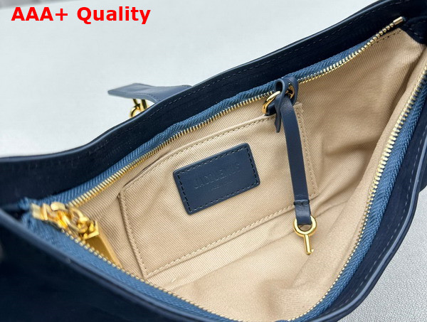 Jacquemus Le Bisou Cadenas Padlock Shoulder Bag in Dark Navy Nubuck Leather Replica