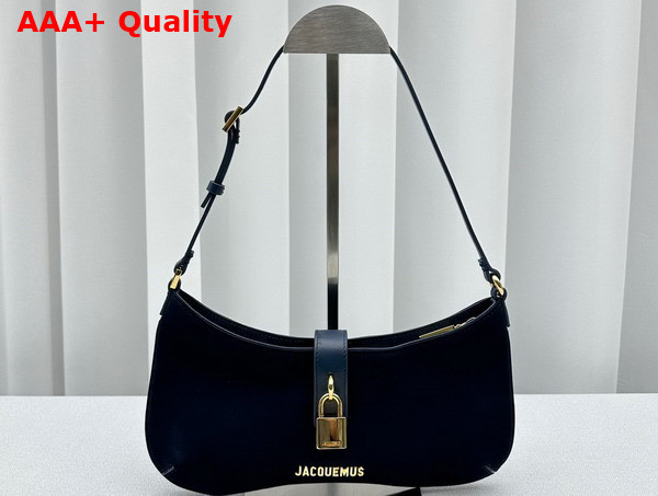 Jacquemus Le Bisou Cadenas Padlock Shoulder Bag in Dark Navy Nubuck Leather Replica