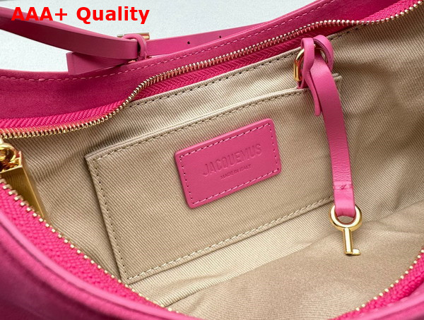 Jacquemus Le Bisou Cadenas Padlock Shoulder Bag in Dark Pink Nubuck Leather Replica