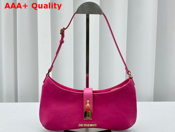 Jacquemus Le Bisou Cadenas Padlock Shoulder Bag in Dark Pink Nubuck Leather Replica