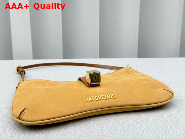 Jacquemus Le Bisou Cadenas Padlock Shoulder Bag in Dark Yellow Nubuck Leather Replica