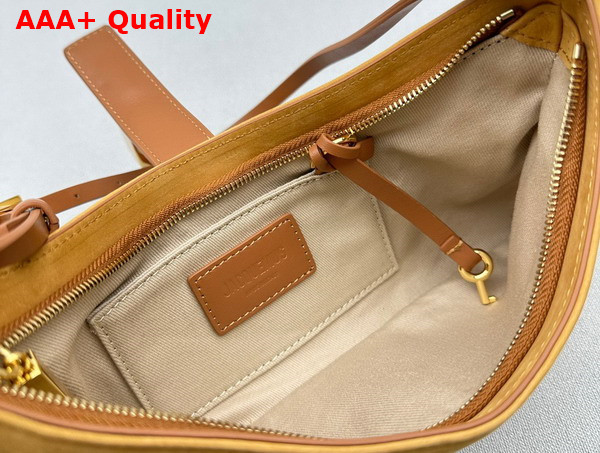 Jacquemus Le Bisou Cadenas Padlock Shoulder Bag in Dark Yellow Nubuck Leather Replica