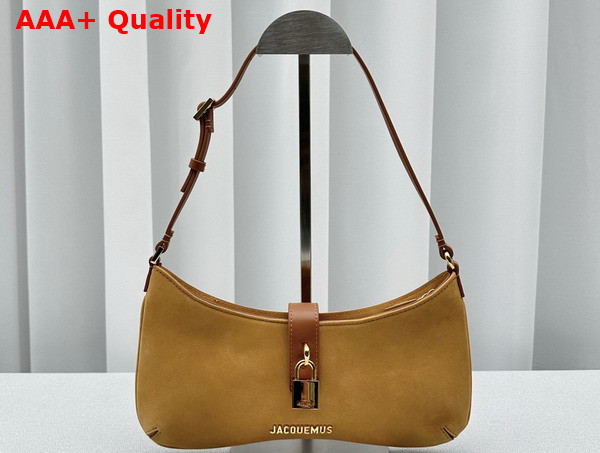 Jacquemus Le Bisou Cadenas Padlock Shoulder Bag in Dark Yellow Nubuck Leather Replica