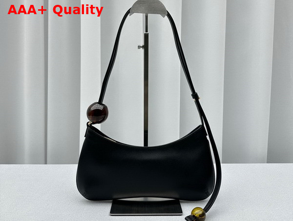 Jacquemus Le Bisou Perle Beaded Shoulder Bag in Black Leather Replica