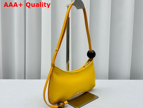 Jacquemus Le Bisou Perle Beaded Shoulder Bag in Dusty Yellow Leather Replica