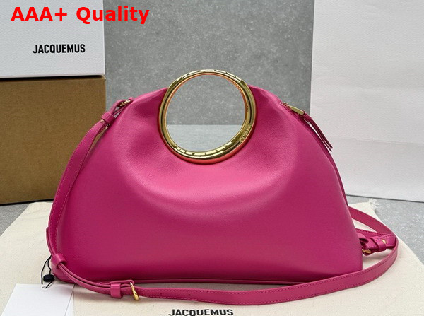 Jacquemus Le Calino Les Sculptures Ring Handbag in Dark Pink Nappa Leather Replica