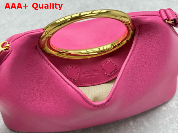 Jacquemus Le Calino Les Sculptures Ring Handbag in Dark Pink Nappa Leather Replica
