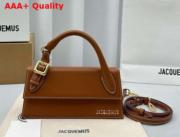 Jacquemus Le Chiquito Long Boucle Long Signature Buckled Handbag in Light Brown Smooth Leather Replica