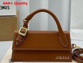 Jacquemus Le Chiquito Long Boucle Long Signature Buckled Handbag in Light Brown Smooth Leather Replica