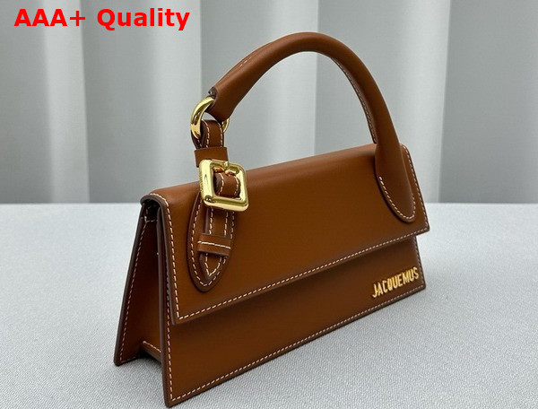 Jacquemus Le Chiquito Long Boucle Long Signature Buckled Handbag in Light Brown Smooth Leather Replica