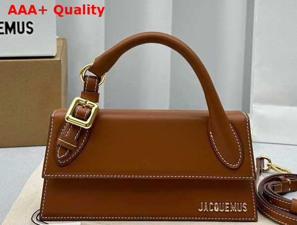 Jacquemus Le Chiquito Long Boucle Long Signature Buckled Handbag in Light Brown Smooth Leather Replica