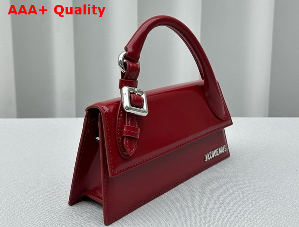 Jacquemus Le Chiquito Long Boucle Long Signature Buckled Handbag in Red Shiny Spazzolato Leather Replica