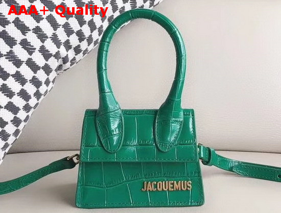 Jacquemus Le Chiquito Mini Bag in Green Croc Effect Leather Replica