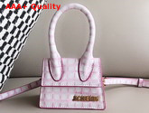 Jacquemus Le Chiquito Mini Bag in Pale Pink Croc Effect Leather Replica