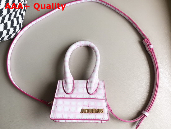 Jacquemus Le Chiquito Mini Bag in Pale Pink Croc Effect Leather Replica
